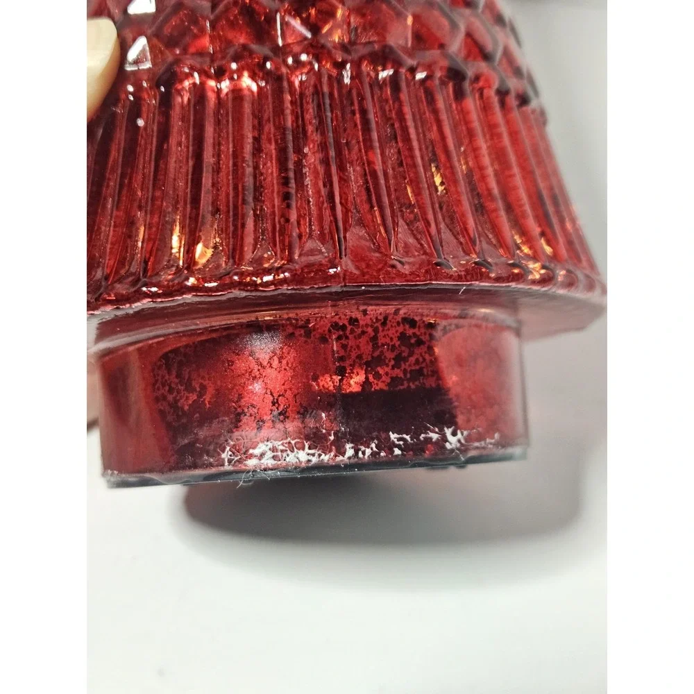 Red Mercury Glass Lighted Christmas Tree Tabletop Decor Cone Figurine Glowing